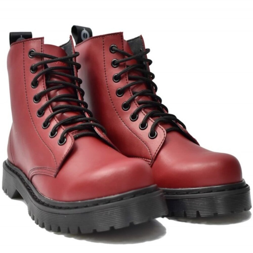 US Size 5.5 Altercore Vegan Leather Red Lace Up Combat Boots EU 36/US 5.5